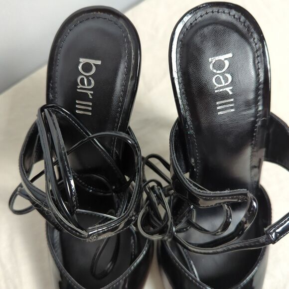 Bar III Black Patent Lace Up Stilettos - Pointed Toe -  Candace - 7.5M - Picture 6 of 10